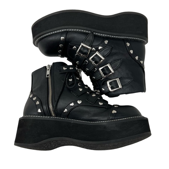 Demonia Emily-315 Ankle Boots Size 7 Black Vegan Leather Platform Whimsigoth - Picture 7 of 12
